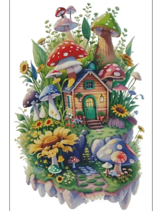 Mushroom 14CT 16CT Printed On Canvas Cross Stitch DIY Set Needlework Embroidery 124 Colors